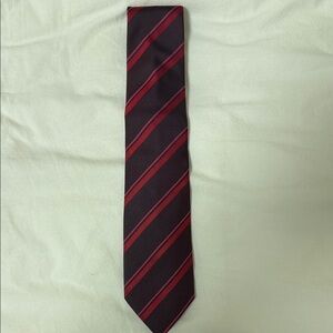 Burberry Black Tie with Red Diagonal Stripes